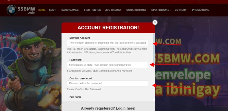 Enter the username, password to register